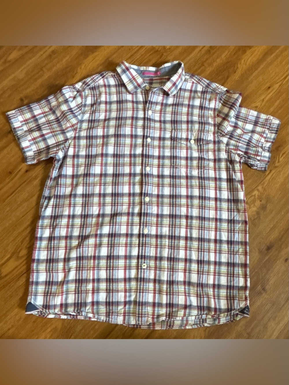 Tommy Bahama White Plaid Short-Sleeve Button-Down Shirt trim fit